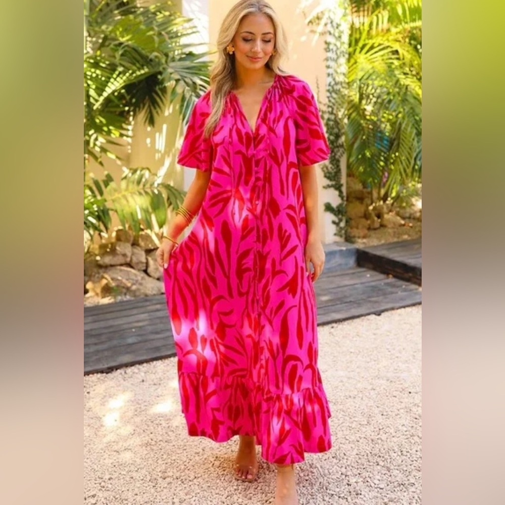 Buddy Love Tullah caftan maxi dress in Berry Gloss (pink) NWT $128